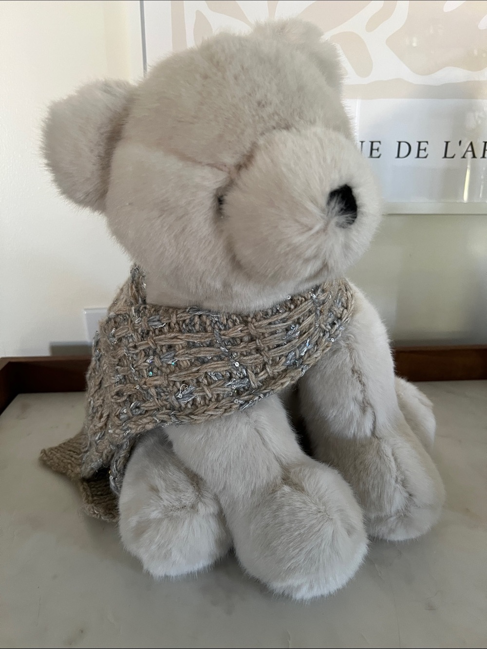 Pottery Barn Cream Alpaca Bear Faux Fur Pillow